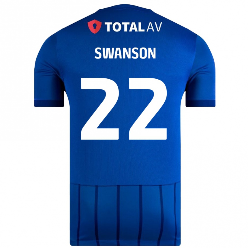 Kids Football Zak Swanson #22 Blue Home Jersey 2024/25 T-Shirt Australia