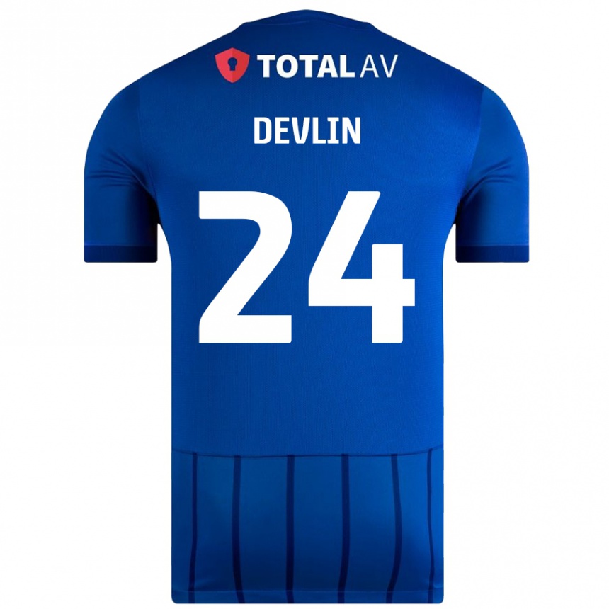 Kids Football Terry Devlin #24 Blue Home Jersey 2024/25 T-Shirt Australia