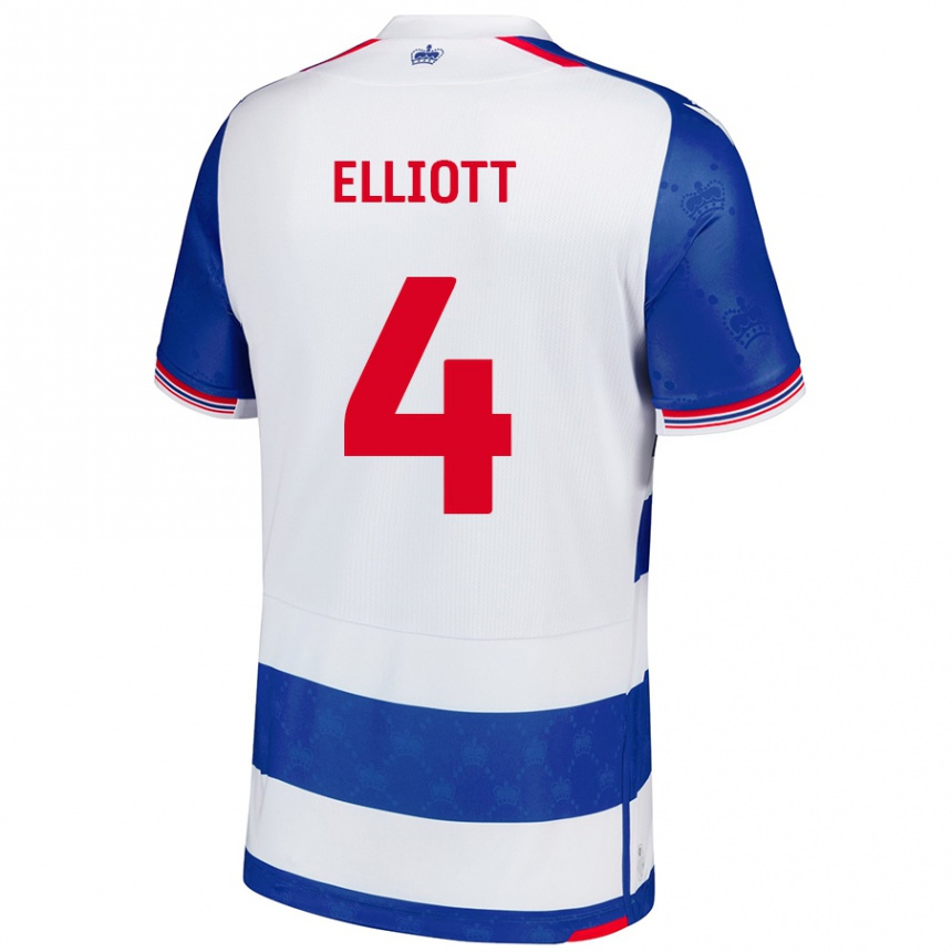 Kids Football Ben Elliott #4 Blue White Home Jersey 2024/25 T-Shirt Australia