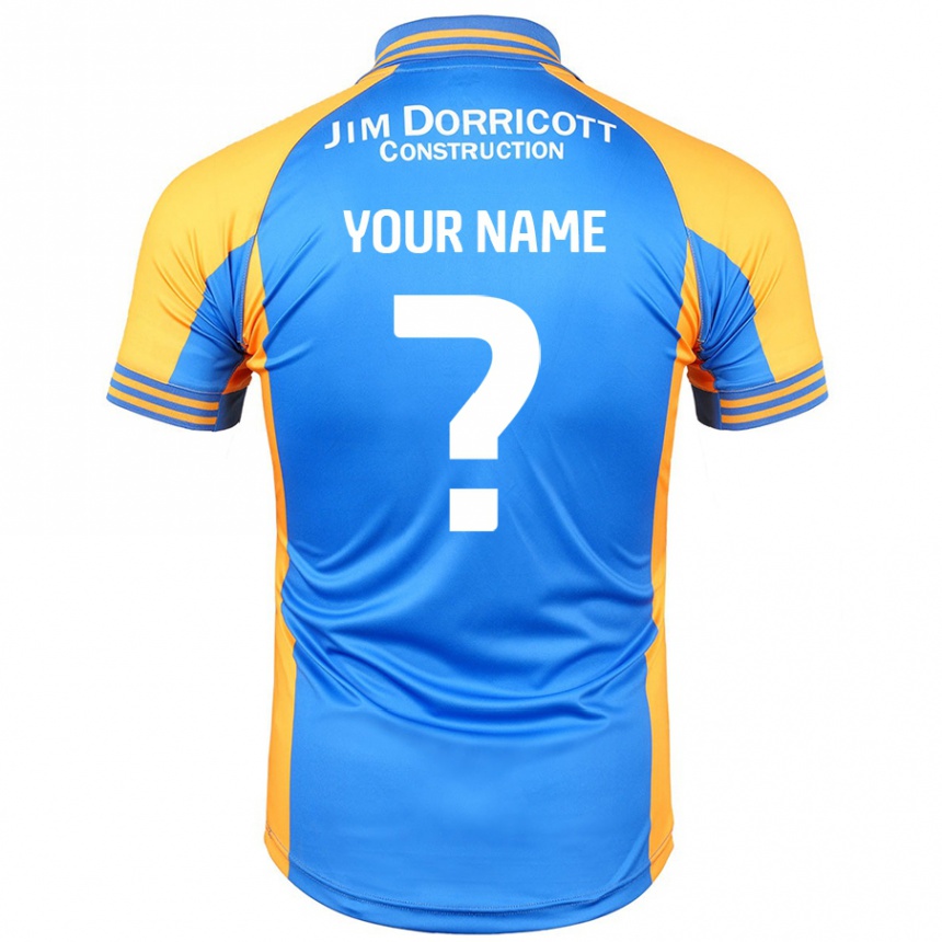 Kids Football Your Name #0 Blue Amber Home Jersey 2024/25 T-Shirt Australia