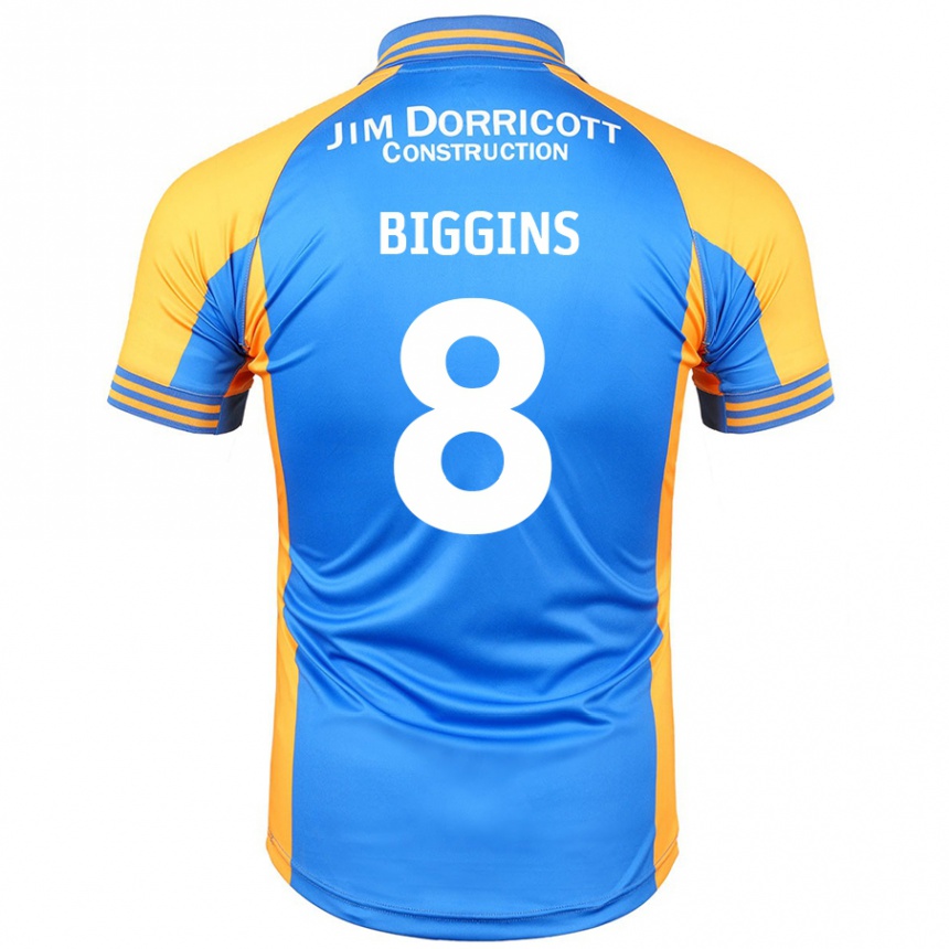 Kids Football Harrison Biggins #8 Blue Amber Home Jersey 2024/25 T-Shirt Australia