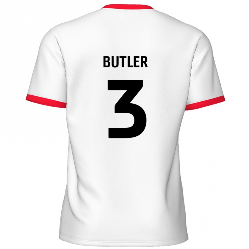 Kids Football Dan Butler #3 White Red Home Jersey 2024/25 T-Shirt Australia