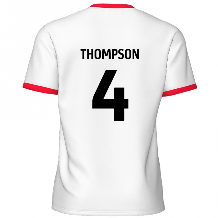 Kids Football Nathan Thompson #4 White Red Home Jersey 2024/25 T-Shirt Australia