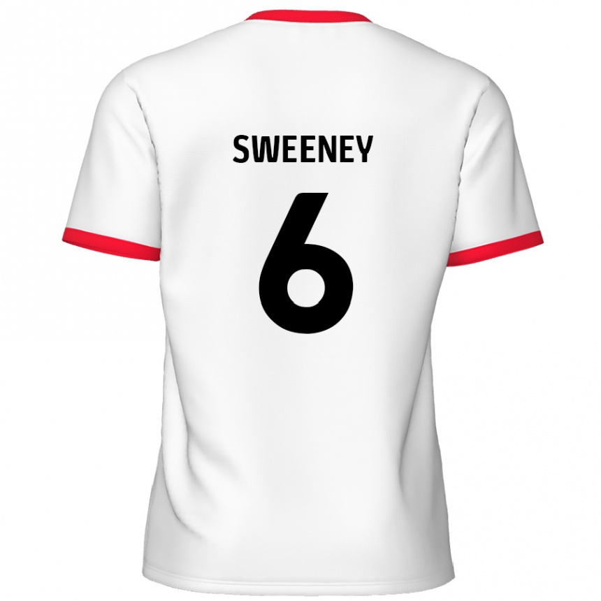 Kids Football Dan Sweeney #6 White Red Home Jersey 2024/25 T-Shirt Australia