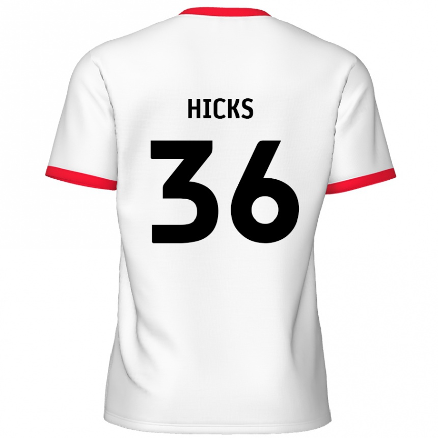 Kids Football David Hicks #36 White Red Home Jersey 2024/25 T-Shirt Australia