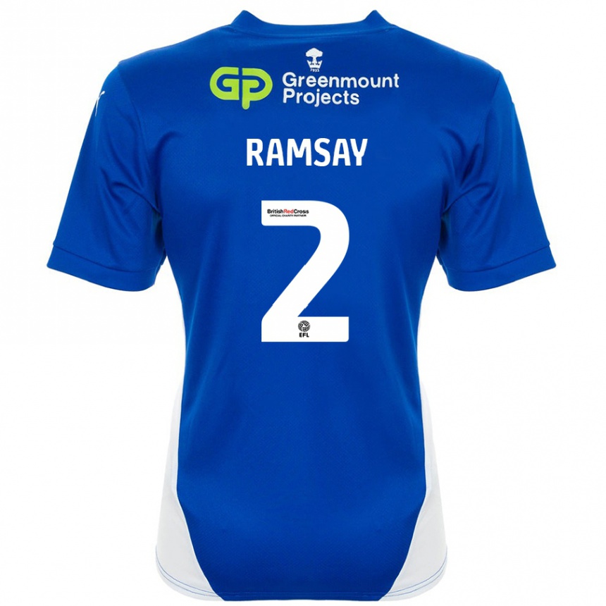 Kids Football Calvin Ramsay #2 Blue White Home Jersey 2024/25 T-Shirt Australia