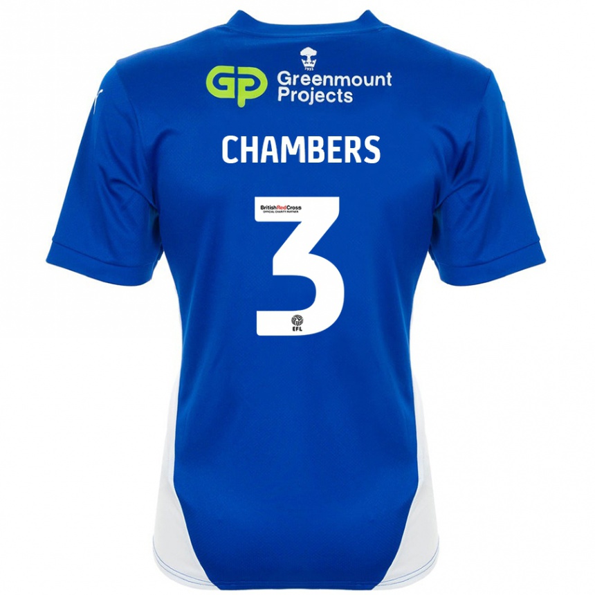 Kids Football Luke Chambers #3 Blue White Home Jersey 2024/25 T-Shirt Australia