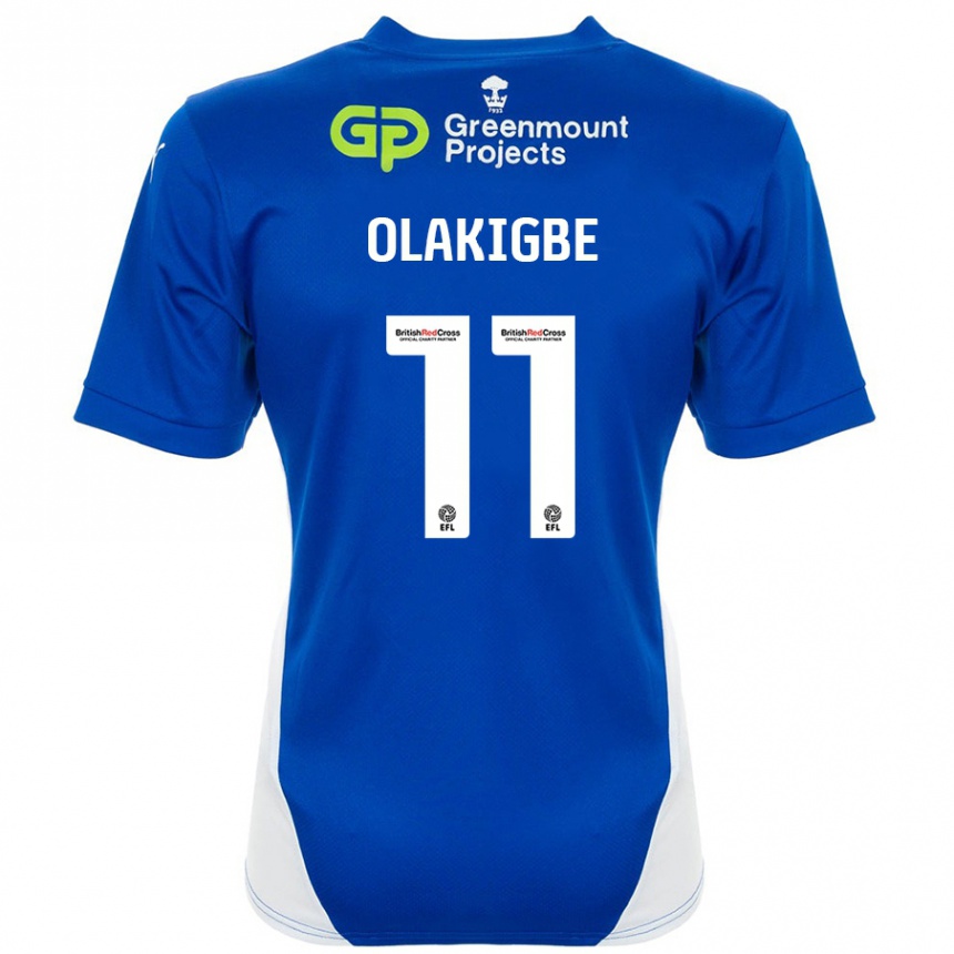 Kids Football Michael Olakigbe #11 Blue White Home Jersey 2024/25 T-Shirt Australia