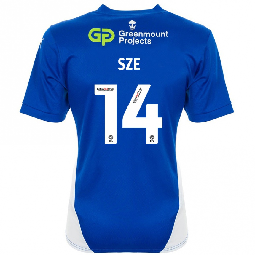 Kids Football Chris Sze #14 Blue White Home Jersey 2024/25 T-Shirt Australia