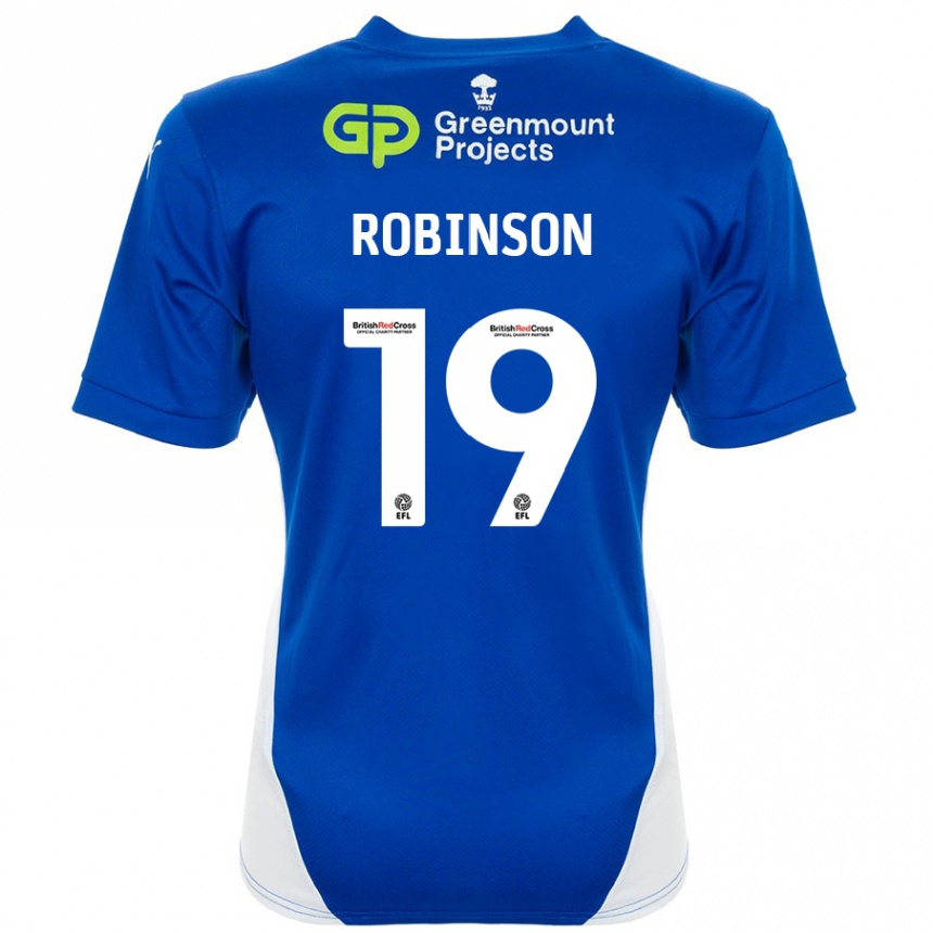 Kids Football Luke Robinson #19 Blue White Home Jersey 2024/25 T-Shirt Australia