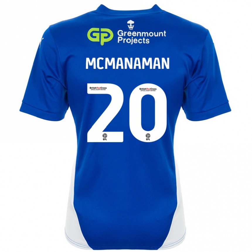 Kids Football Callum Mcmanaman #20 Blue White Home Jersey 2024/25 T-Shirt Australia