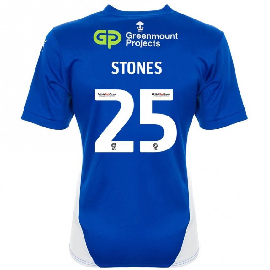 Kids Football Josh Stones #25 Blue White Home Jersey 2024/25 T-Shirt Australia