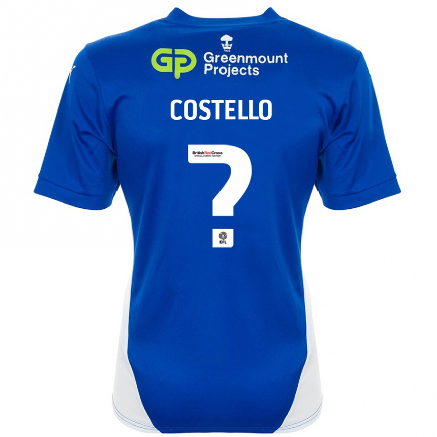 Kids Football Tom Costello #0 Blue White Home Jersey 2024/25 T-Shirt Australia