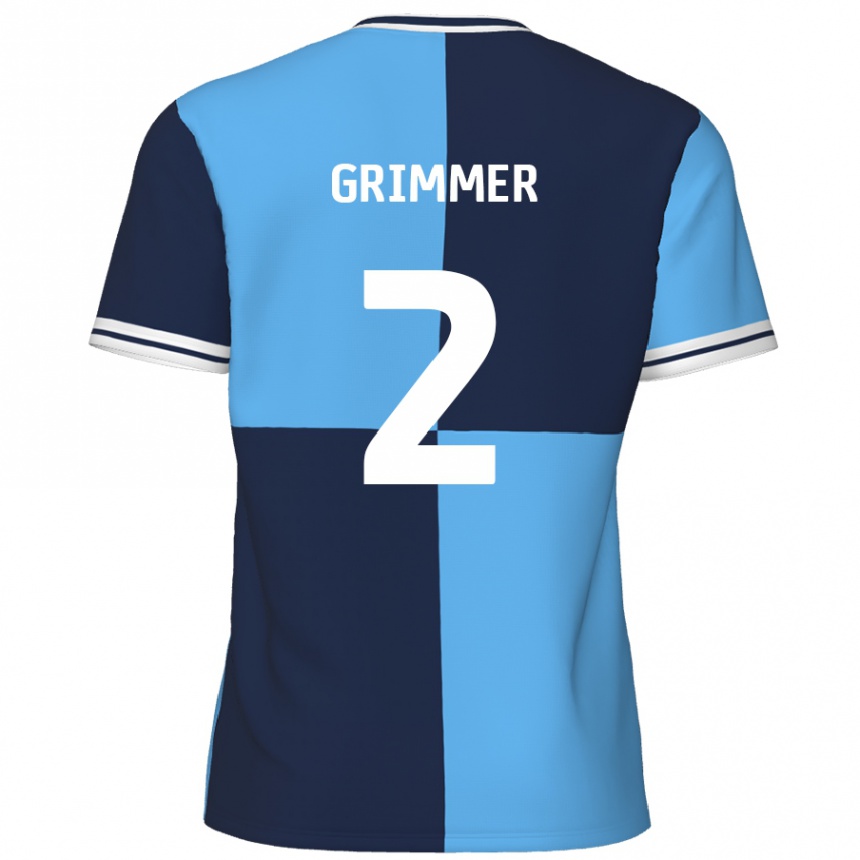 Kids Football Jack Grimmer #2 Sky Blue Dark Blue Home Jersey 2024/25 T-Shirt Australia