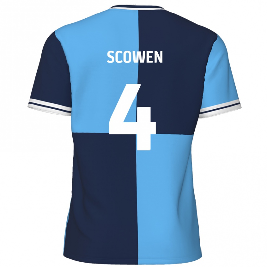 Kids Football Josh Scowen #4 Sky Blue Dark Blue Home Jersey 2024/25 T-Shirt Australia