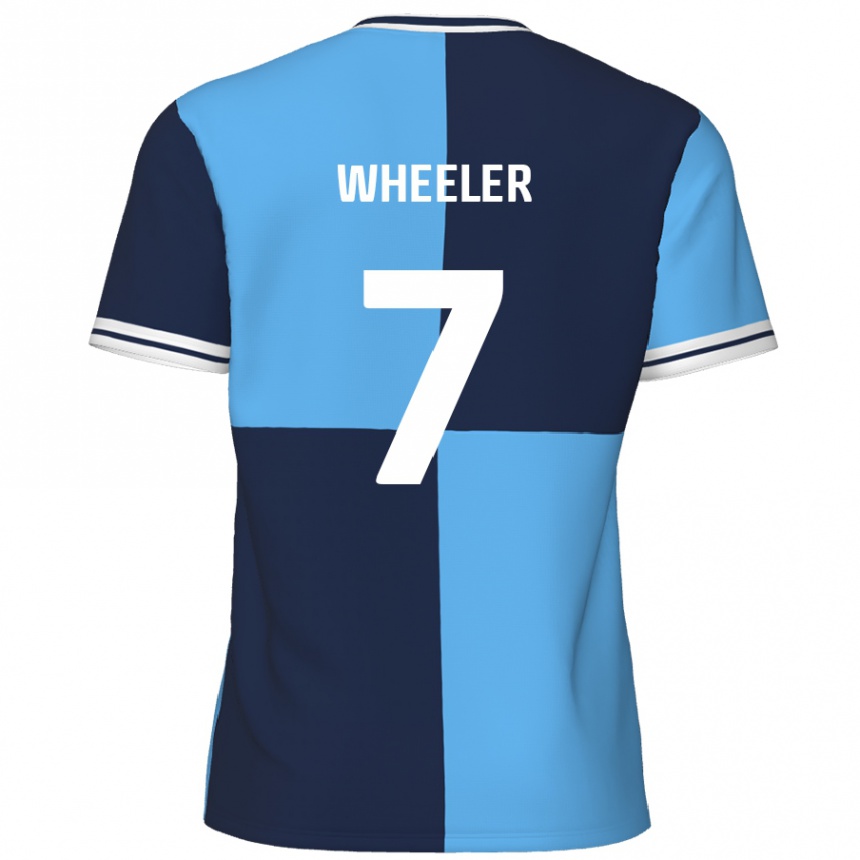 Kids Football David Wheeler #7 Sky Blue Dark Blue Home Jersey 2024/25 T-Shirt Australia