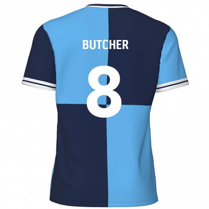 Kids Football Matt Butcher #8 Sky Blue Dark Blue Home Jersey 2024/25 T-Shirt Australia