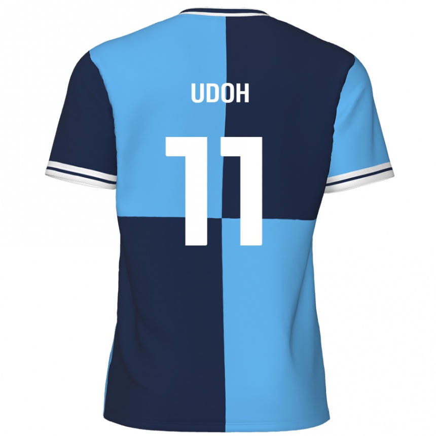 Kids Football Daniel Udoh #11 Sky Blue Dark Blue Home Jersey 2024/25 T-Shirt Australia