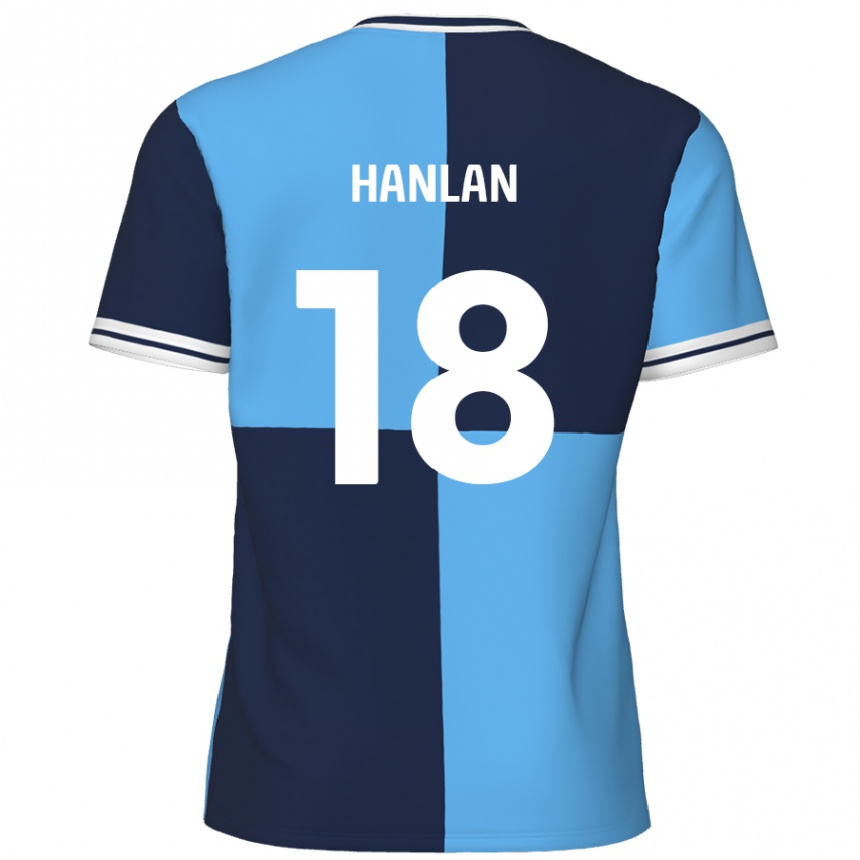 Kids Football Brandon Hanlan #18 Sky Blue Dark Blue Home Jersey 2024/25 T-Shirt Australia