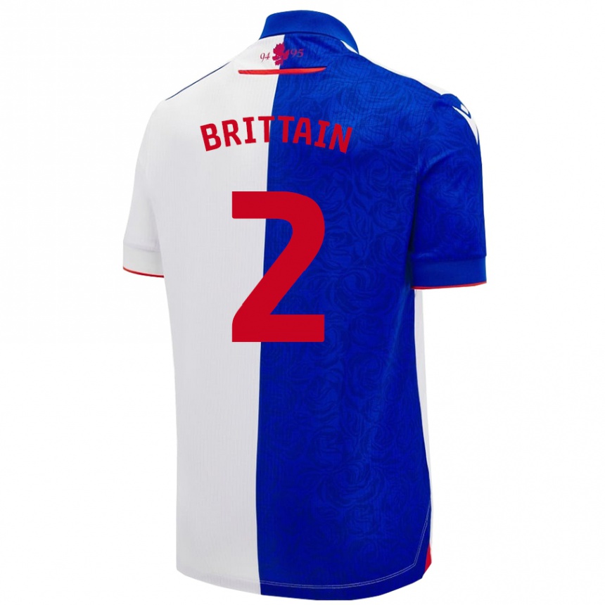 Kids Football Callum Brittain #2 Sky Blue White Home Jersey 2024/25 T-Shirt Australia