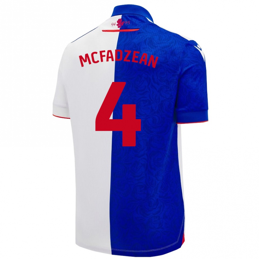 Kids Football Kyle Mcfadzean #4 Sky Blue White Home Jersey 2024/25 T-Shirt Australia