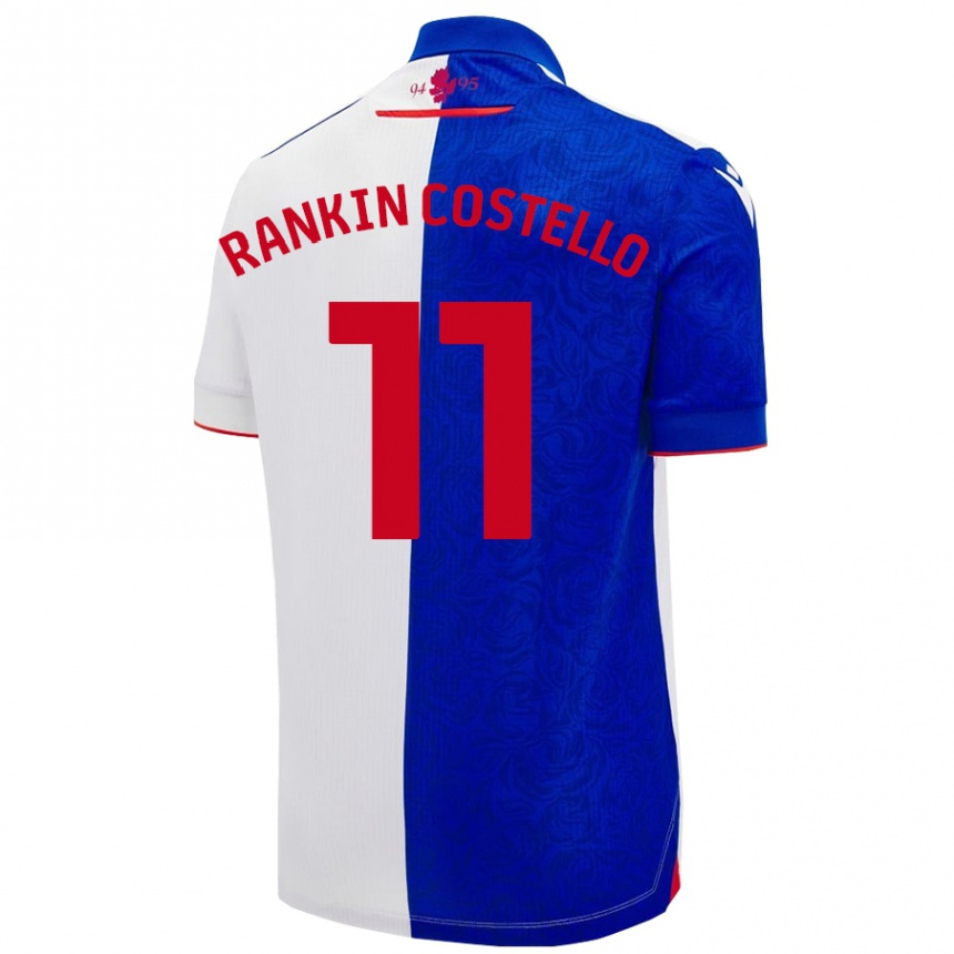 Kids Football Joe Rankin-Costello #11 Sky Blue White Home Jersey 2024/25 T-Shirt Australia