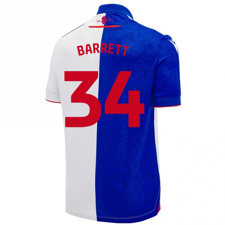 Kids Football Jack Barrett #34 Sky Blue White Home Jersey 2024/25 T-Shirt Australia