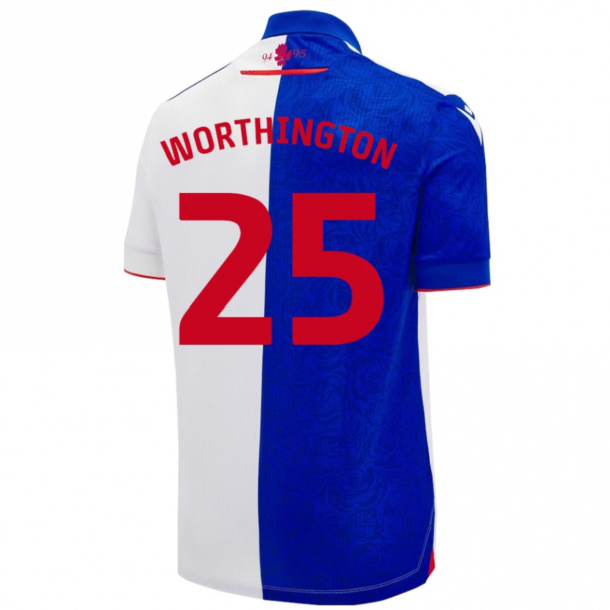 Kids Football Nicola Worthington #25 Sky Blue White Home Jersey 2024/25 T-Shirt Australia