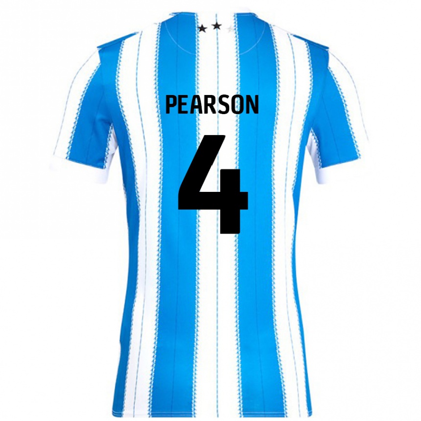 Kids Football Matty Pearson #4 Blue White Home Jersey 2024/25 T-Shirt Australia