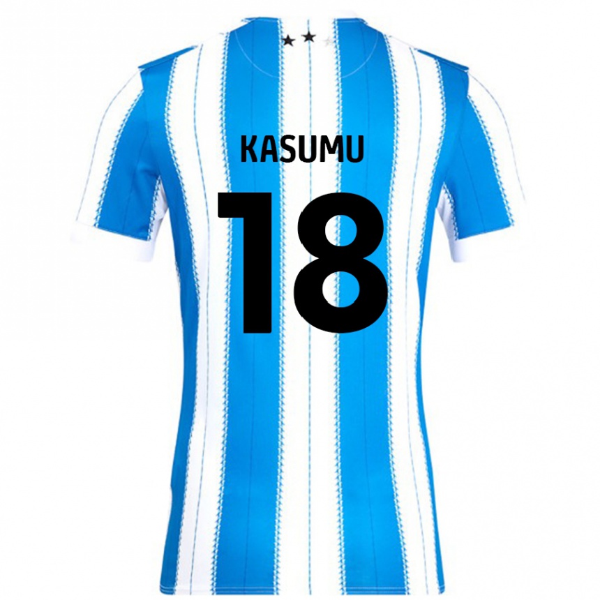 Kids Football David Kasumu #18 Blue White Home Jersey 2024/25 T-Shirt Australia