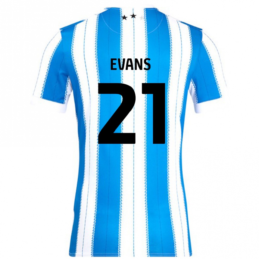 Kids Football Antony Evans #21 Blue White Home Jersey 2024/25 T-Shirt Australia