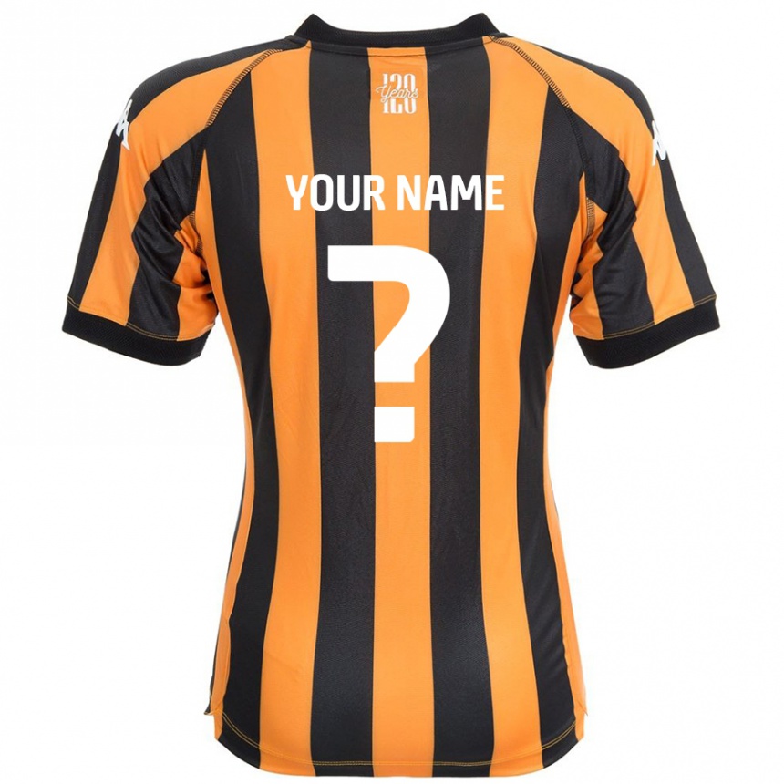 Kids Football Your Name #0 Black Amber Home Jersey 2024/25 T-Shirt Australia