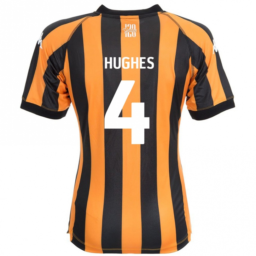 Kids Football Charlie Hughes #4 Black Amber Home Jersey 2024/25 T-Shirt Australia