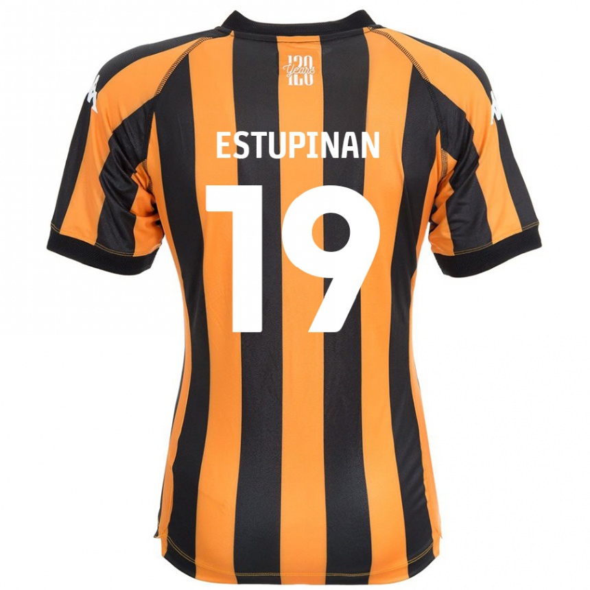 Kids Football Óscar Estupiñán #19 Black Amber Home Jersey 2024/25 T-Shirt Australia