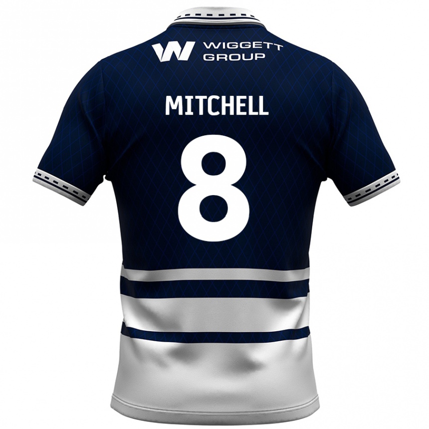 Kids Football Billy Mitchell #8 Navy Blue White Home Jersey 2024/25 T-Shirt Australia