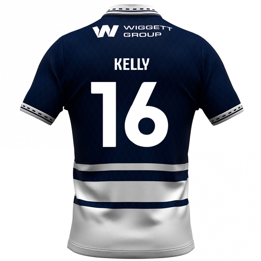 Kids Football Daniel Kelly #16 Navy Blue White Home Jersey 2024/25 T-Shirt Australia