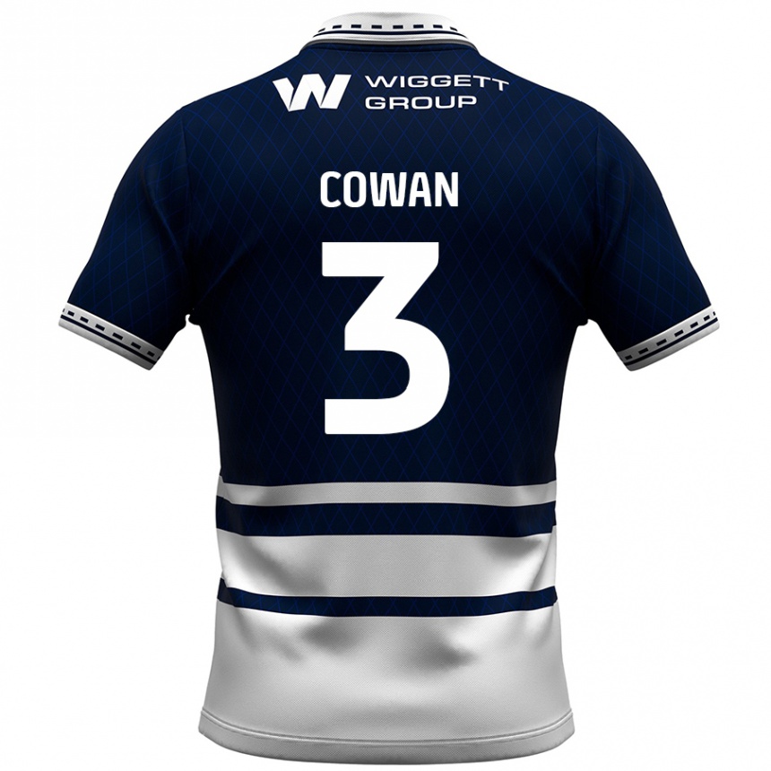 Kids Football Leanne Cowan #3 Navy Blue White Home Jersey 2024/25 T-Shirt Australia