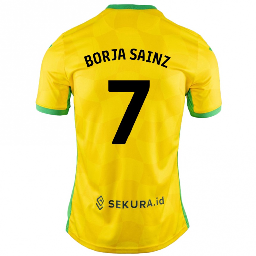 Kids Football Borja Sainz #7 Yellow Green Home Jersey 2024/25 T-Shirt Australia