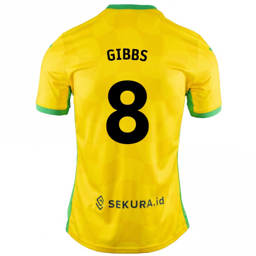 Kids Football Liam Gibbs #8 Yellow Green Home Jersey 2024/25 T-Shirt Australia