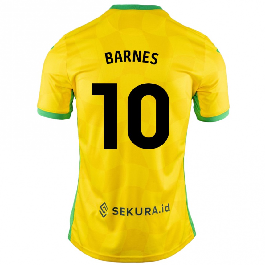 Kids Football Ashley Barnes #10 Yellow Green Home Jersey 2024/25 T-Shirt Australia