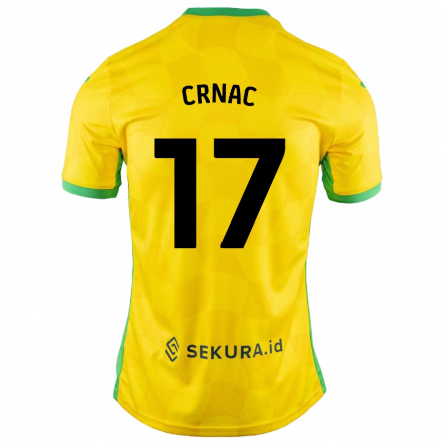 Kids Football Ante Crnac #17 Yellow Green Home Jersey 2024/25 T-Shirt Australia