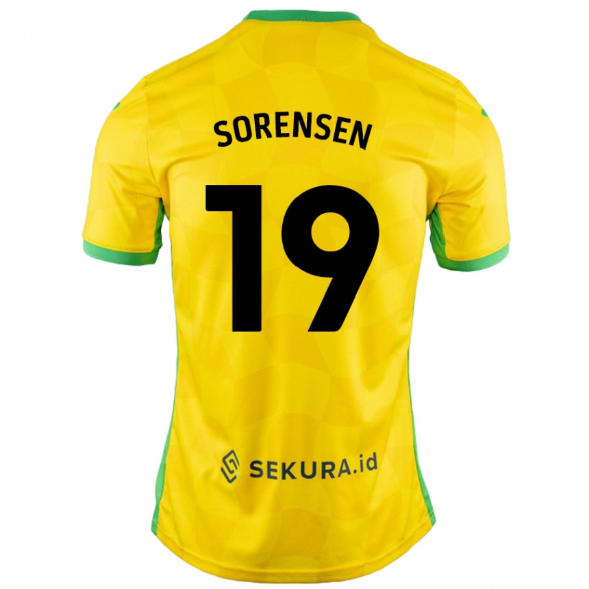 Kids Football Jacob Lungi Sørensen #19 Yellow Green Home Jersey 2024/25 T-Shirt Australia