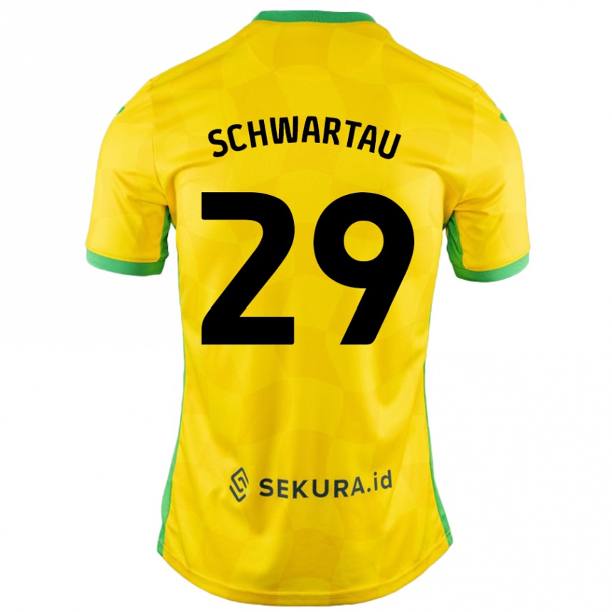 Kids Football Oscar Schwartau #29 Yellow Green Home Jersey 2024/25 T-Shirt Australia