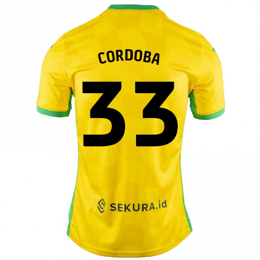 Kids Football José Córdoba #33 Yellow Green Home Jersey 2024/25 T-Shirt Australia