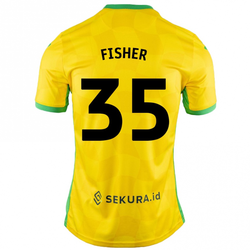 Kids Football Kellen Fisher #35 Yellow Green Home Jersey 2024/25 T-Shirt Australia