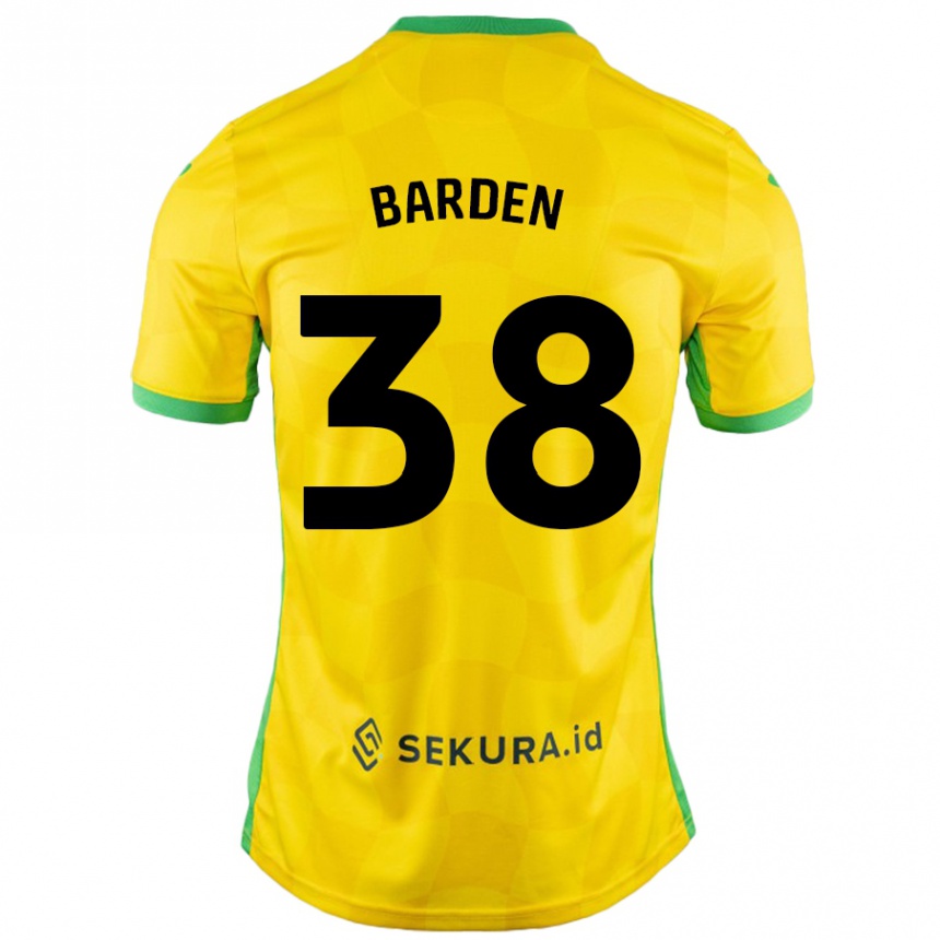 Kids Football Daniel Barden #38 Yellow Green Home Jersey 2024/25 T-Shirt Australia