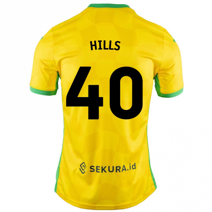 Kids Football Brad Hills #40 Yellow Green Home Jersey 2024/25 T-Shirt Australia