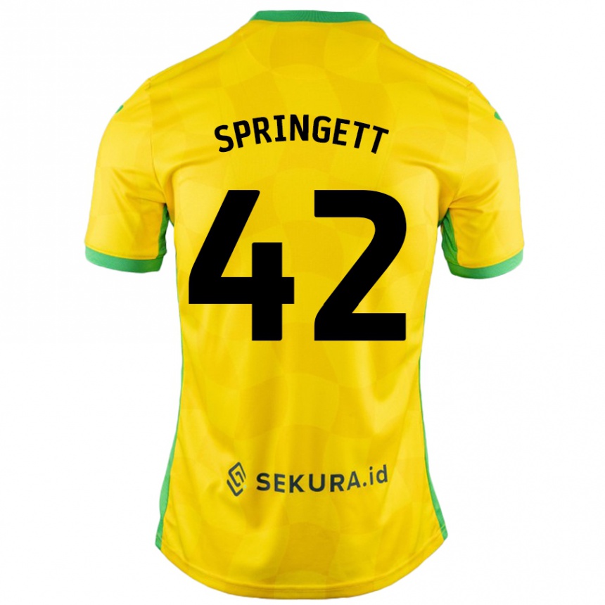 Kids Football Tony Springett #42 Yellow Green Home Jersey 2024/25 T-Shirt Australia