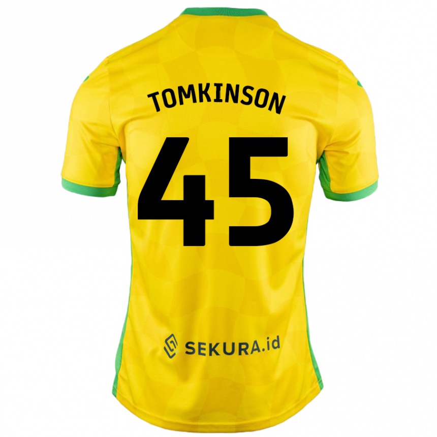 Kids Football Jonathan Tomkinson #45 Yellow Green Home Jersey 2024/25 T-Shirt Australia