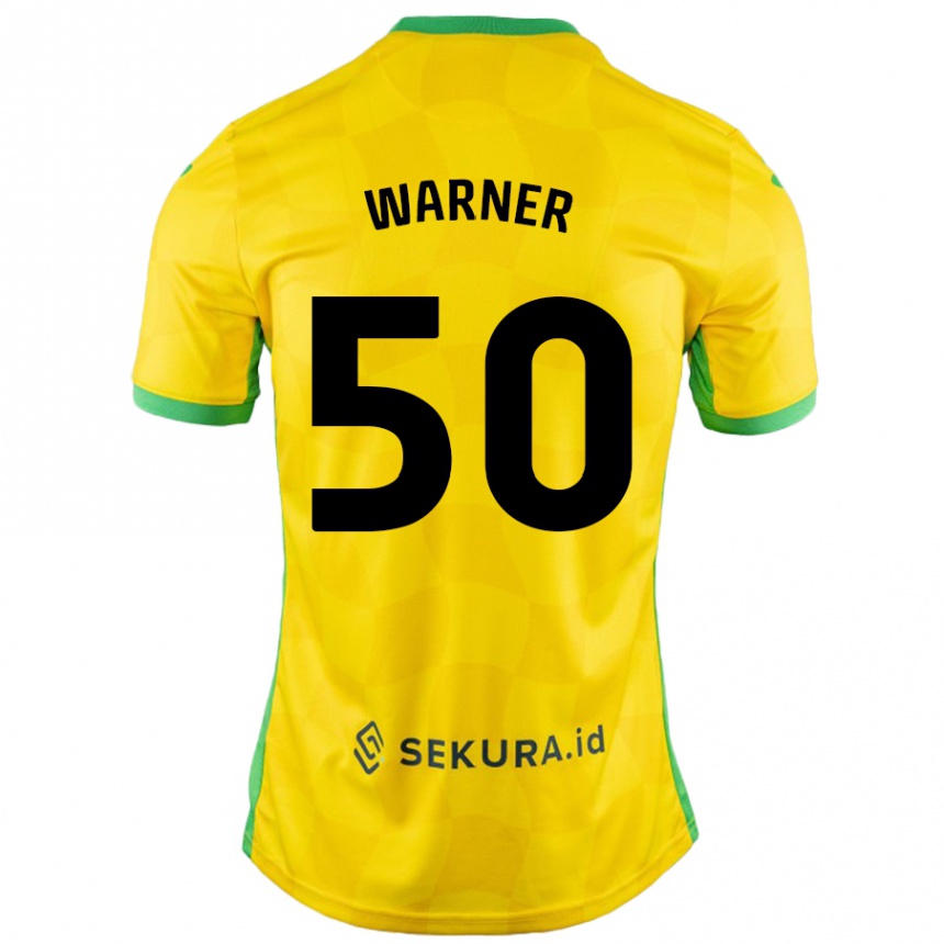 Kids Football Jaden Warner #50 Yellow Green Home Jersey 2024/25 T-Shirt Australia